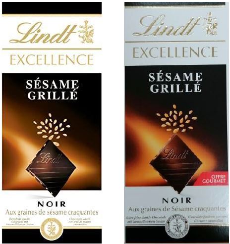Rappel : Chocolat Excellence Noir Sésame Grillé de la marque Lindt