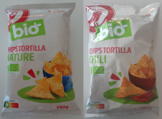 Rappel: Tortilla Chips « nature » et « chili » de la marque Auchan Bio 