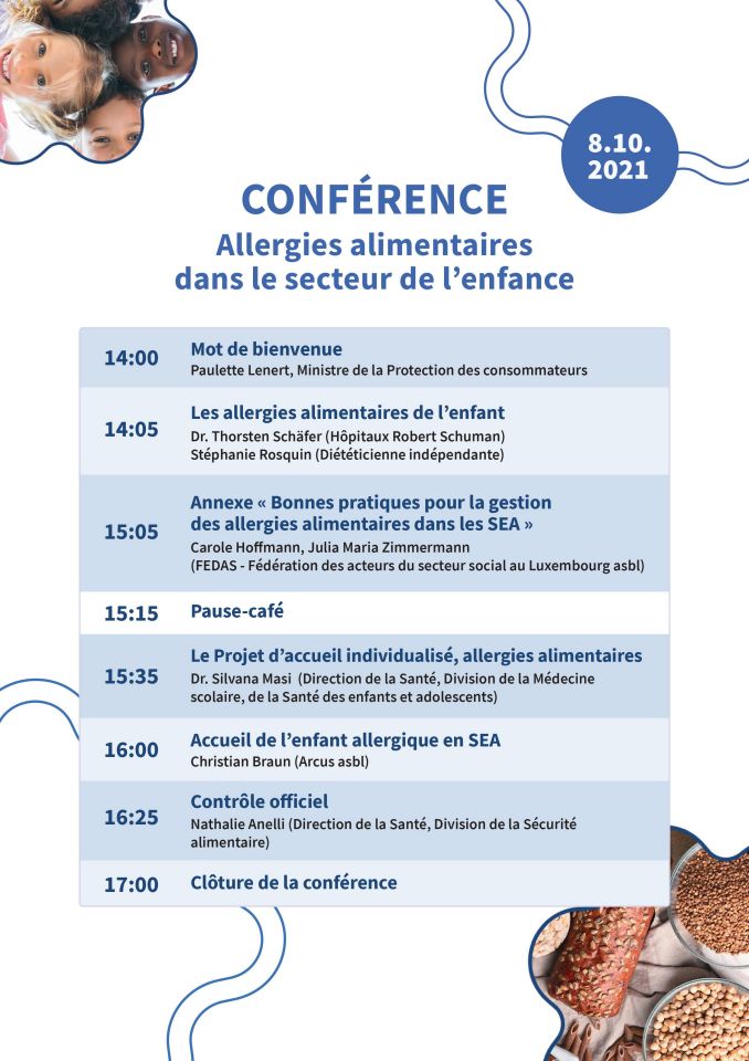 JPG-Programme de la conférence: allergies alimentaires dans le secteur de l'enface