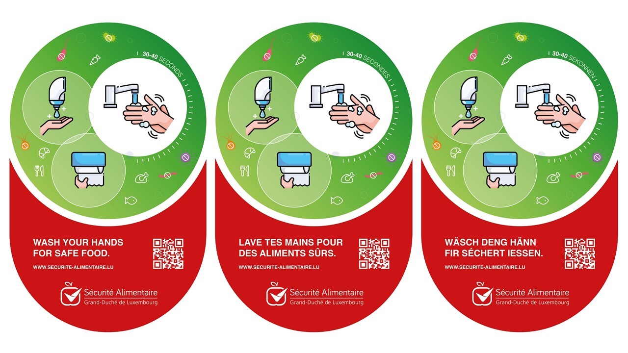 Wash your hands for safe food | Lave tes mains pour des aliments sûrs | Wäsch deng Hänn fir séchert Iessen